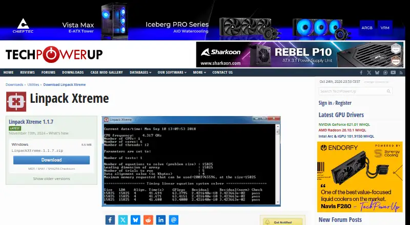 Linpack Xtreme's website