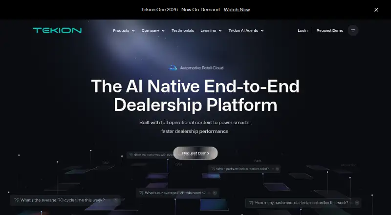 Tekion Automotive Retail Cloud's website