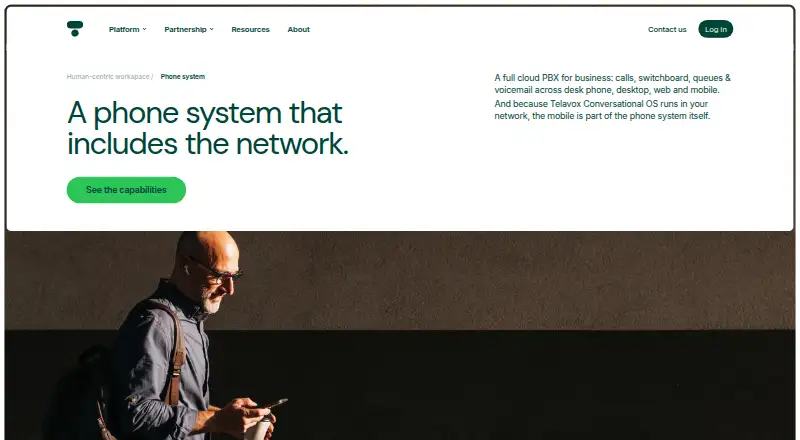 Telavox Phone System's website