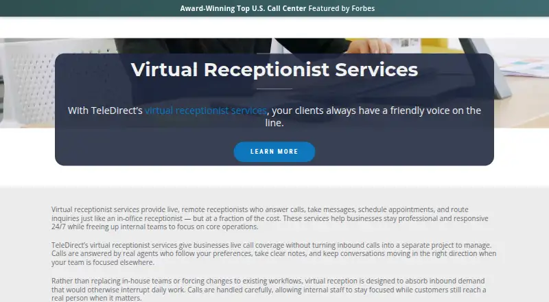 TeleDirect's website