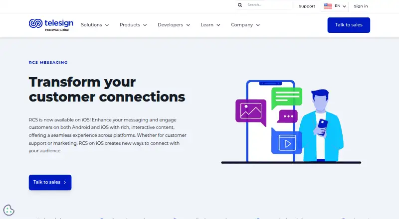 Telesign RCS Messaging's website