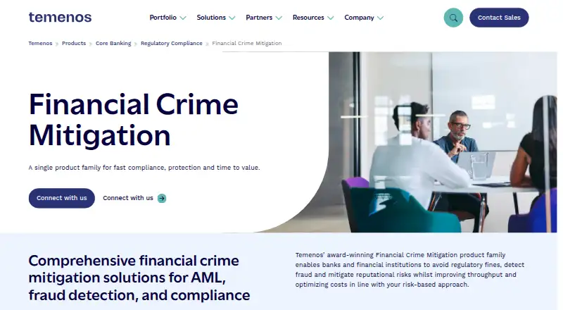 Temenos Financial Crime Mitigation's website