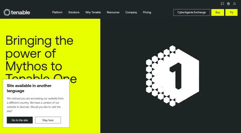 Tenable Patch Management's website