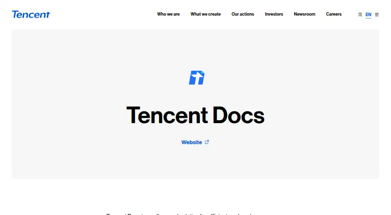 Tencent Docs's website