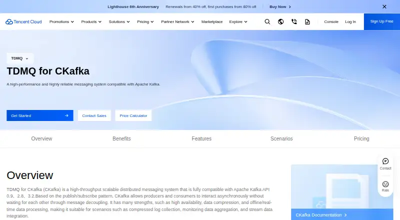 Tencent Cloud CKafka's website