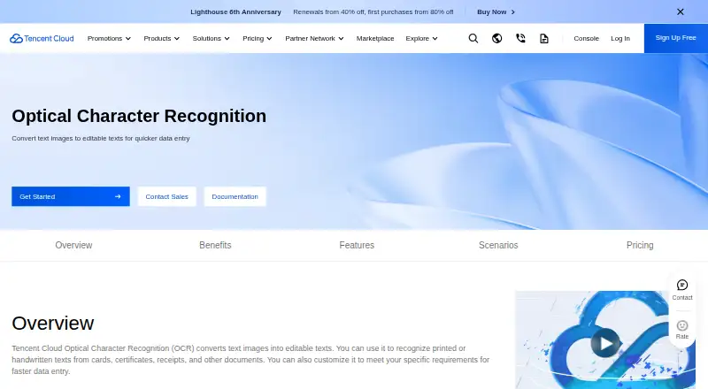 Tencent Cloud OCR's website