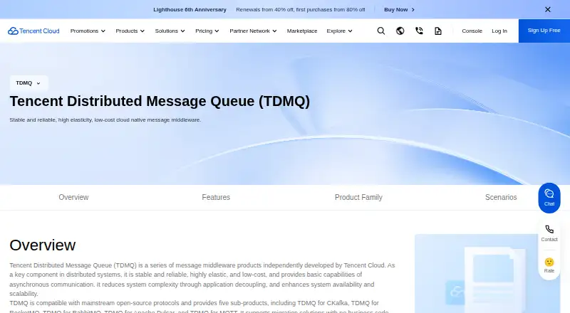 Tencent Distributed Message Queue (TDMQ)'s website