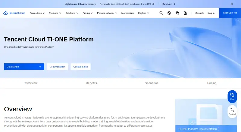 Tencent Cloud TI-ONE's website