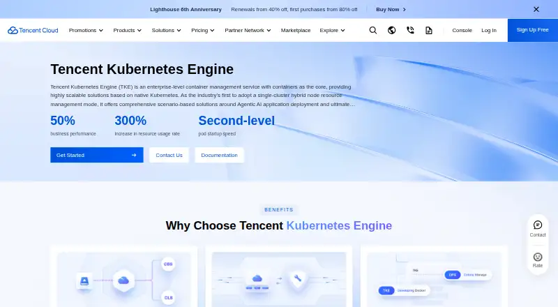 Tencent Kubernetes Engine's website
