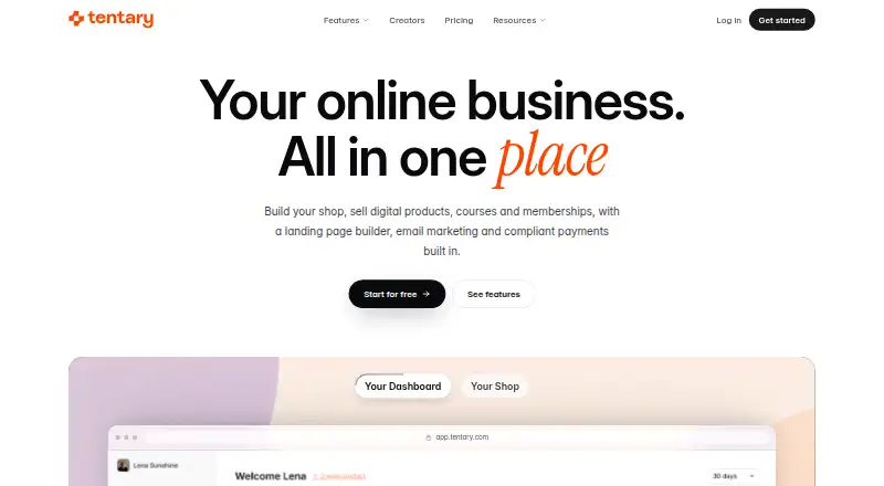 Tentary's website