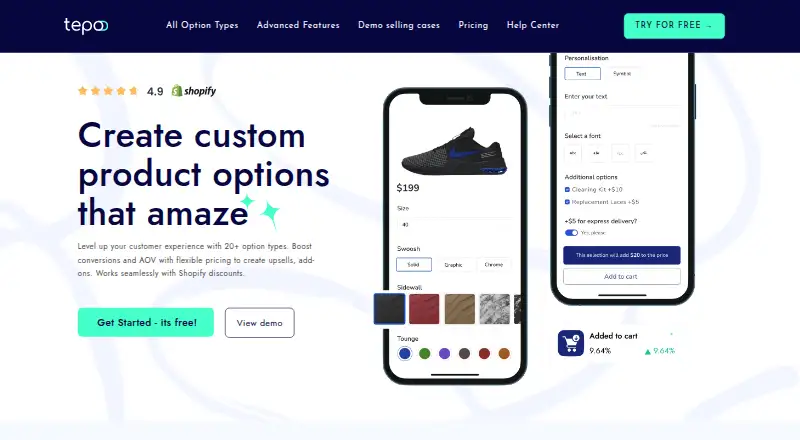 The Tepo Product Options homepage