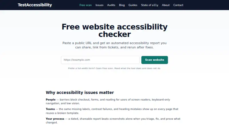 TestAccessibility's website