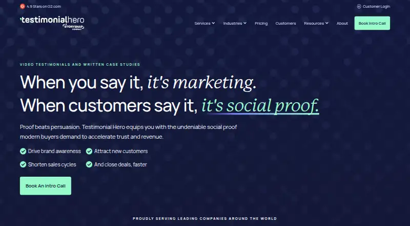 Testimonial Hero's website