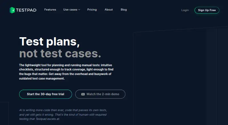 Testpad's website