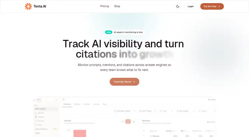The Texta homepage