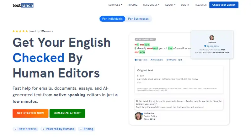 The TextRanch homepage