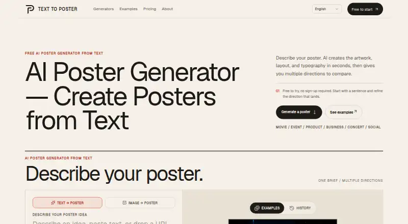 Text to Poster's website