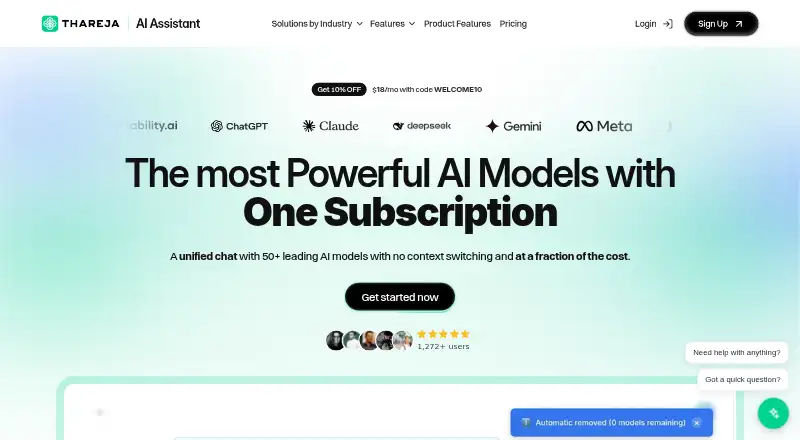 The Thareja AI homepage