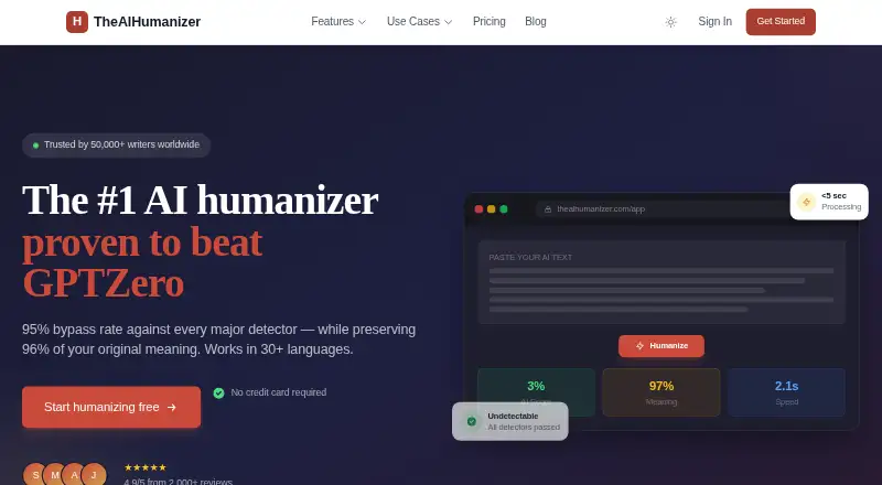 The AI Humanizer's website