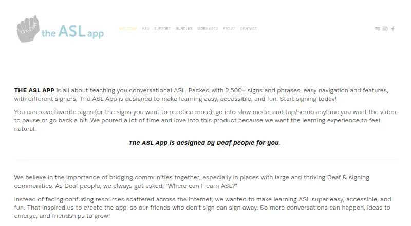 The The ASL App homepage
