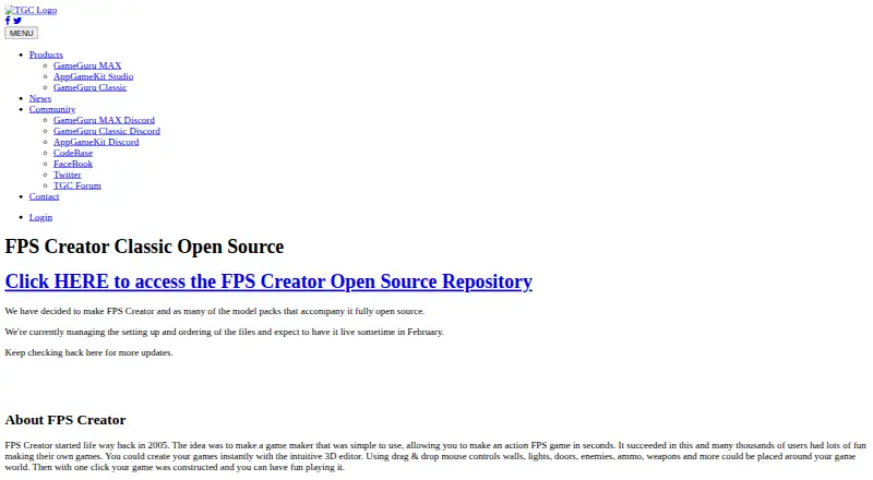 The FPS Creator homepage