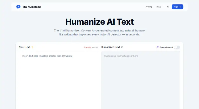 The Humanizer AI's website