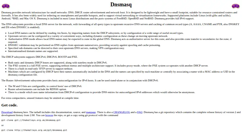 dnsmasq's website