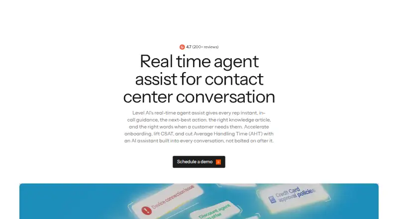 Level AI Agent Assist's website