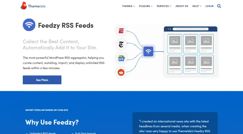 The Feedzy RSS Feeds homepage