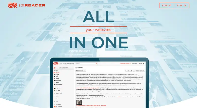 The The Old Reader homepage