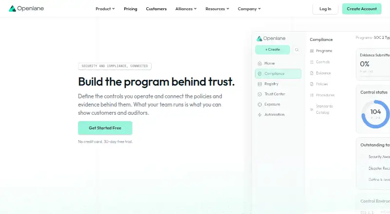 The Openlane homepage