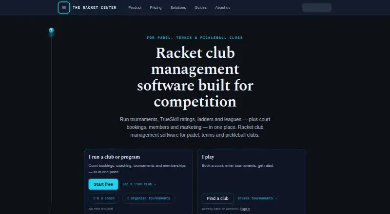 The Racket Center's website