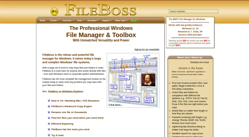 The FileBoss homepage
