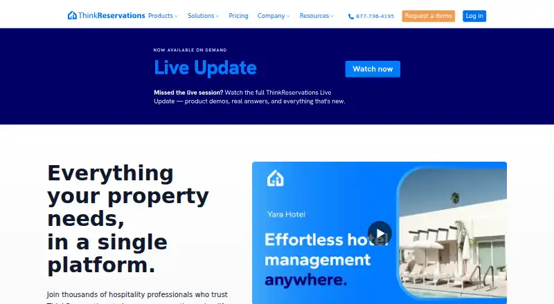 ThinkReservations Booking Engine's website