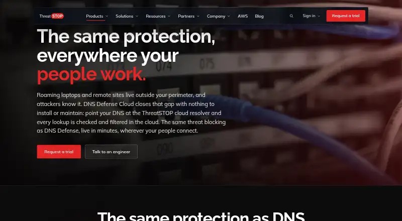 ThreatSTOP DNS Defense Cloud's website