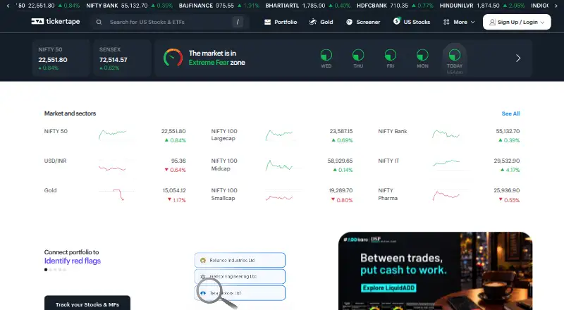 Tickertape's website