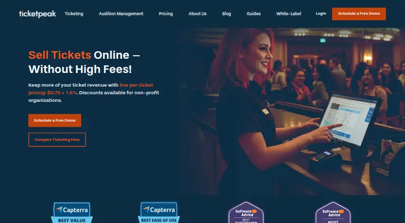 The TicketPeak homepage