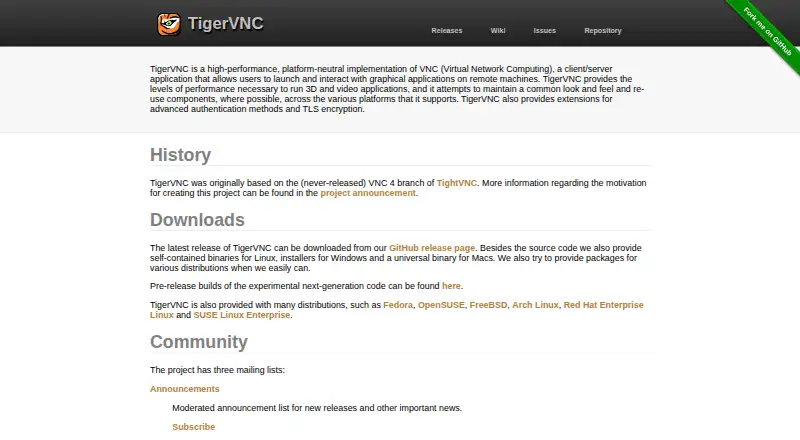 TigerVNC's website