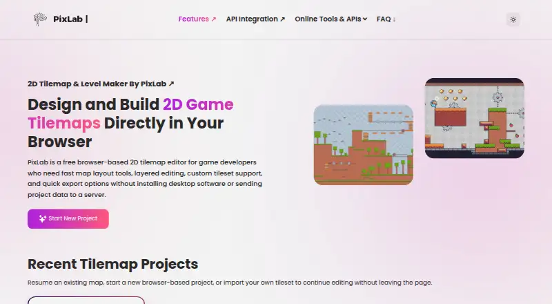 PixLab Tilemap Editor's website