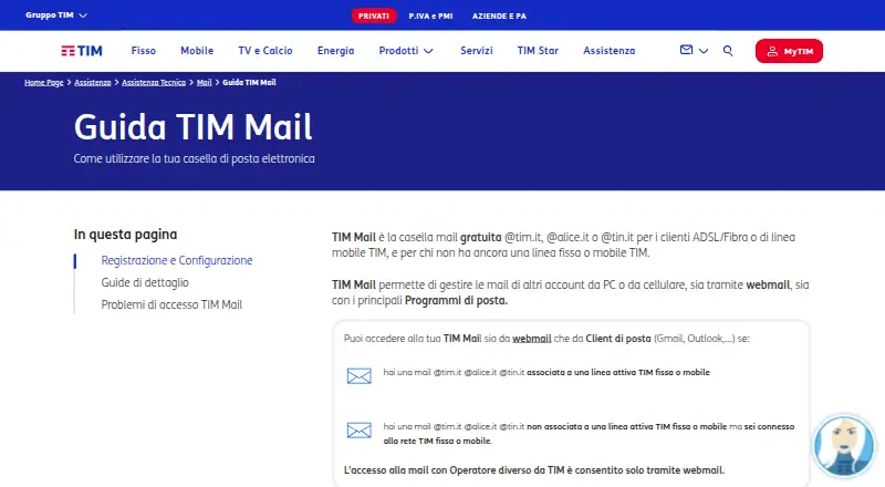 TIM Mail's website