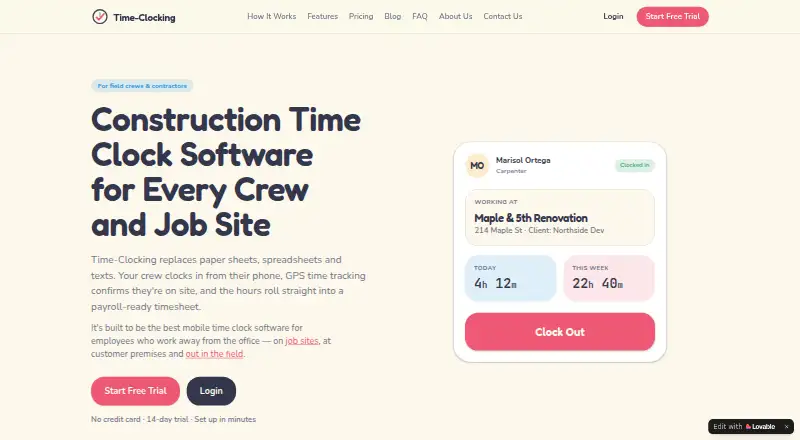 Time-Clocking's website