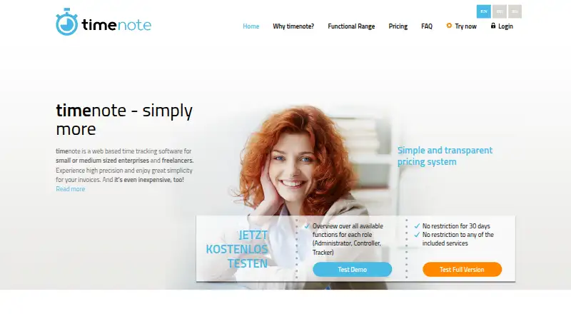 The timenote homepage