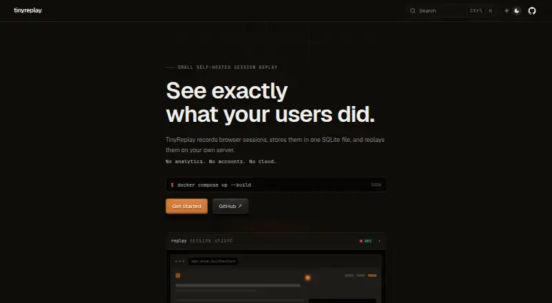 The tinyreplay homepage