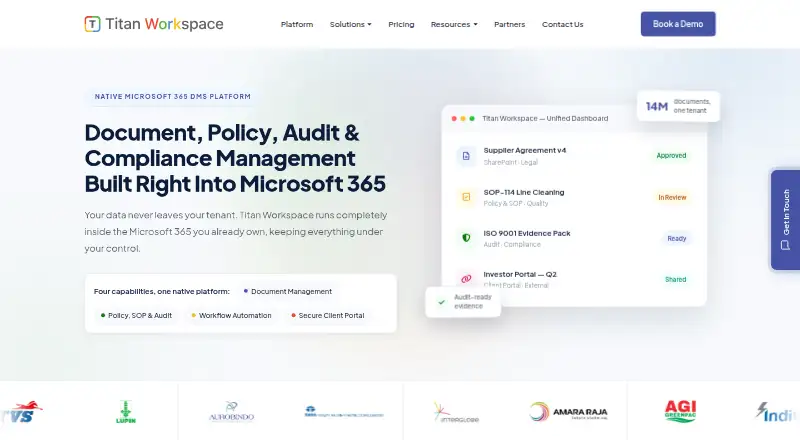 The Titan Workspace homepage