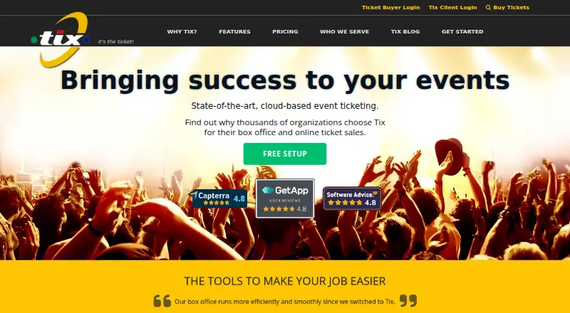 Tix's website