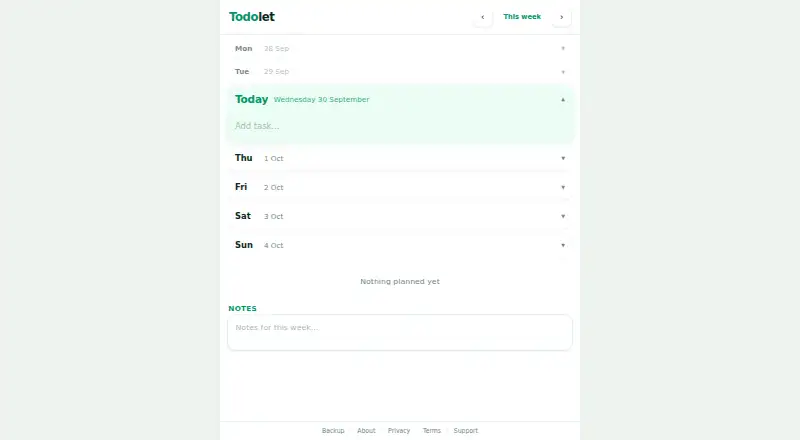 Todolet's website