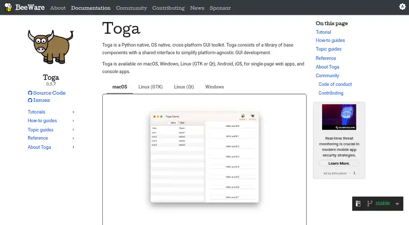 Toga's website