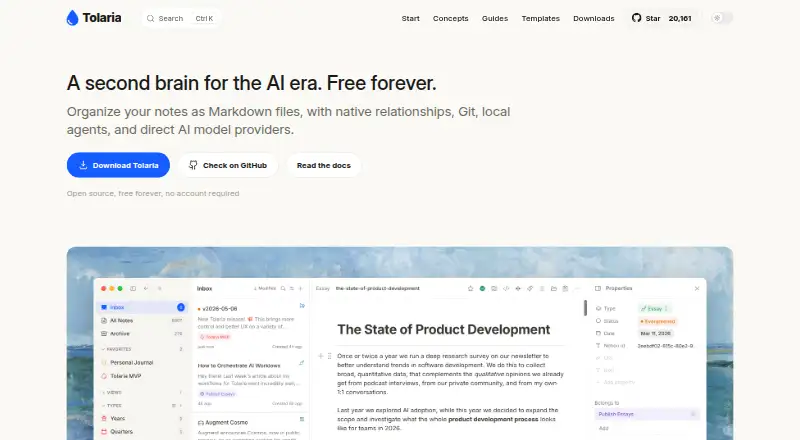 Tolaria's website
