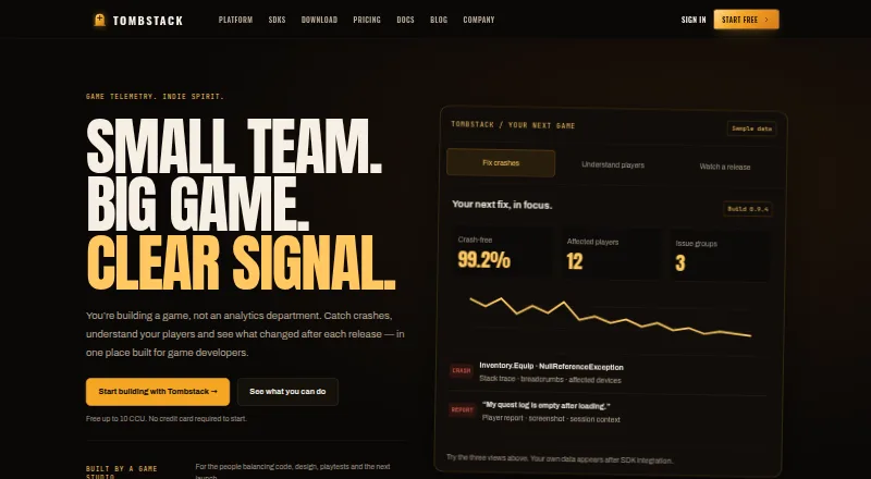 Tombstack's website