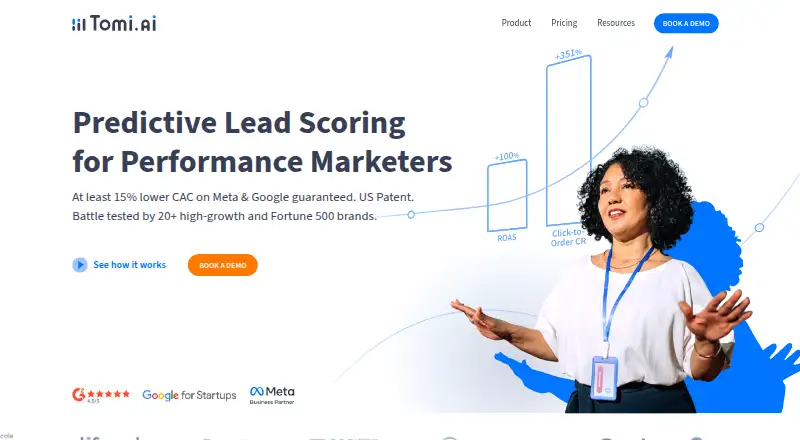 The Tomi.ai homepage